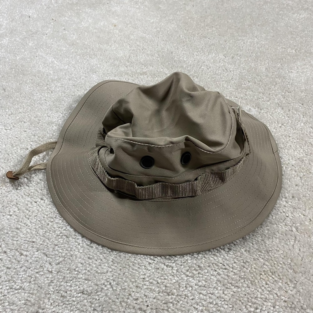 Rothco Hat Boonie Fitted Mens 7 1/4 Khaki Hot Weather Army Chin Strap Military
